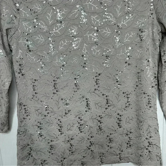 Tanjay Sequined Shirt 3/4 Length Sleeves Grey Size Small - Picture 10 of 15